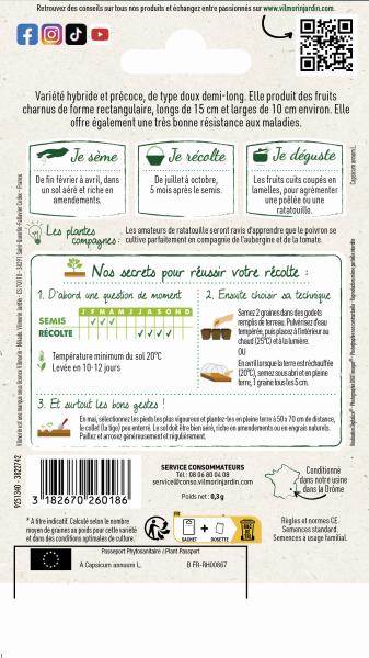 Potagères - Poivron Predi HF1 - Graines d'Exception - MEDIA_PACKAGING_VERSO